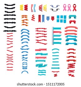 Vintage Retro Vector Logo for banner, poster, flyer. 100 Beautiful Ribbons, Tags and Bows Collection Set Vector Design Eps 10 - Vector