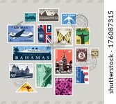 Vintage and retro vector post stamps set