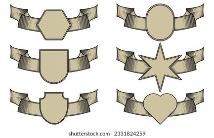 Vintage Retro Vector ribbon banner and white background, abel template,,stamp template,vintage ribbon