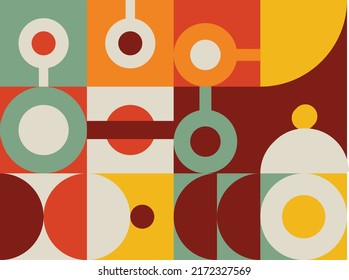 Vintage retro vector seamless pattern. Vector abstract circle, triangle and square. Geometric background designs