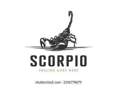 Vintage Retro Venomous Scorpion Scorpio Sting Logo Design Vector