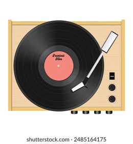 Vintage retro vinyl turntable. Editable EPS 10 vector graphic isolated on white background.