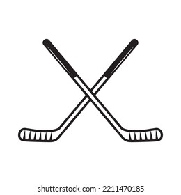 Vintage retro vwinter sport hockey stick. Can be used like emblem, logo, badge, label. mark, poster or print. Monochrome Graphic Art. Vector Illustration. Engraving style
