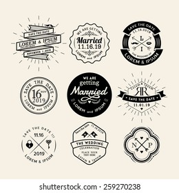 Vintage retro wedding logo frame badge vector design element