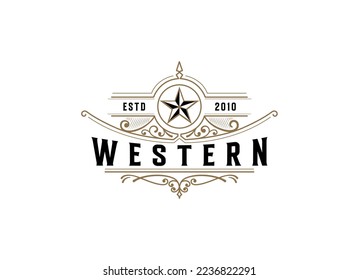 Vintage Retro Western Country Emblem Texas Logo design