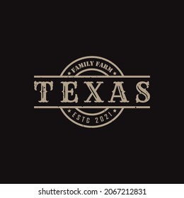 Vintage Retro Western Label Typography applied for western texas farm logo design.