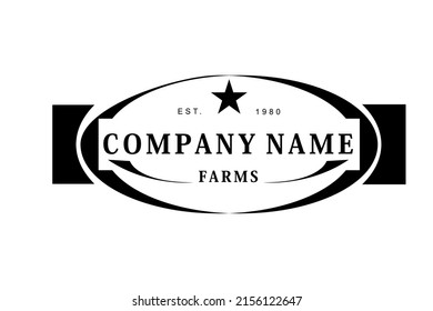 Vintage Retro Western Label Typography logo design