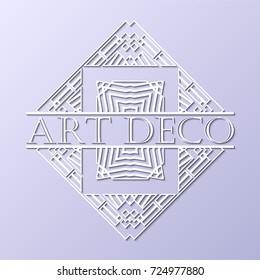 Vintage retro white art deco frame with text on grey blue background. Template for design. Vector illustration eps10