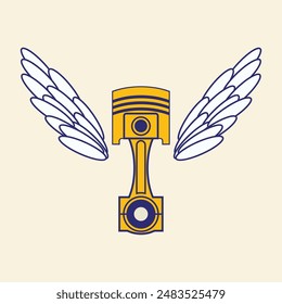 vintage retro winged piston logo illustration