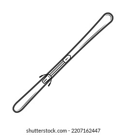 Vintage retro winter skis for camping. Can be used like emblem, logo, badge, label. mark, poster or print. Monochrome Graphic Art. Vector Illustration.
