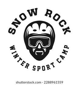 Vintage retro winter sport ski snowboard or adventure emblem, logo, badge, label. mark, poster or print. Monochrome Graphic Art. Vector Illustration. Engraving woodcut style.
