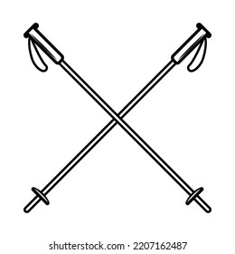 Vintage retro winter stick for camping. Can be used like emblem, logo, badge, label. mark, poster or print. Monochrome Graphic Art. Vector Illustration.
