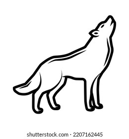 Vintage retro wolg animal for camping. Can be used like emblem, logo, badge, label. mark, poster or print. Monochrome Graphic Art. Vector Illustration.
