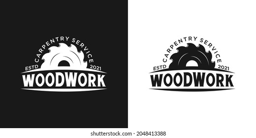 Vintage retro woodwork craftsman carpentry logo Premium Vector