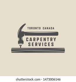 Vintage retro woodwork lumber logo, badge, emblem. Line woodcut style. Monochrome Graphic Art. Vector Illustration.