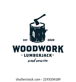  vintage retro woodworking lumberjack for wood service logo