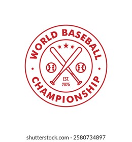 Vintage retro world baseball championship logo emblem design for t shirt print or embroidery