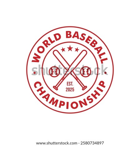 Vintage retro world baseball championship logo emblem design for t shirt print or embroidery