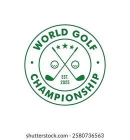 Vintage retro world golf championship logo emblem design for t shirt print or embroidery