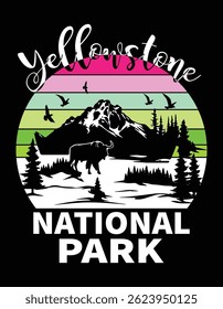 Vintage Retro Yellowstone National Park