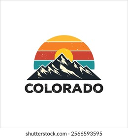 Vintage retro-style Colorado mountain logo design