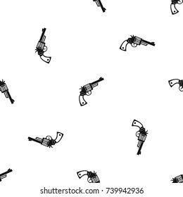 Vintage revolver pattern repeat seamless in black color for any design. Vector geometric illustration