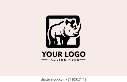 Vintage Rhino Logo Vector Strong Design for Brand Identity Premium Rhino Symbol for Branding