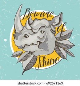 Vintage rhino, t-shirt sport graphics