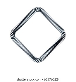 Vintage rhomb frame created with braid ornament, rope. Heraldic Coat of Arms decorative emblem isolated vector illustration.