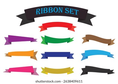 Vintage ribbon banner collection isolated on white background. Colorful ribbon icon set. Vintage retro vector logo for banner. Vector illustration.