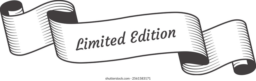 Vintage ribbon banner featuring the phrase limited edition, perfect for enhancing advertising and marketing strategies for rare and collectible products, exuding elegance and exclusivity