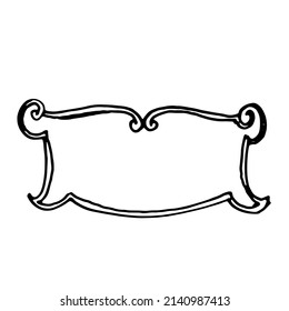 Vintage Ribbon Banner hand drawn illustration in vintage engraved style. Retro isolated on white background. Design elements for greeting cards, banners, invitations.