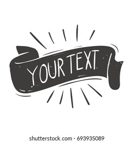 VIntage Ribbon Banner . Hand Drawn Design Element 