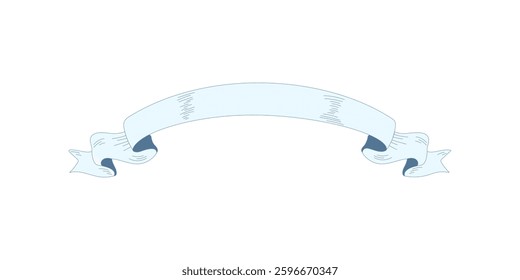 Vintage ribbon banner in a hand-drawn style. Simple curved scroll for text decoration. Perfect for logos, labels, invitations, posters, and retro designs.