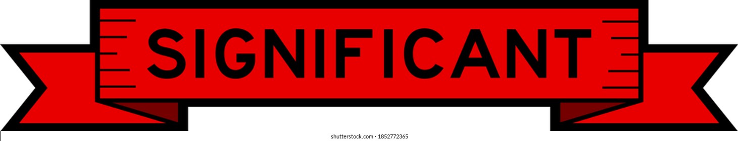 Vintage ribbon banner in red color with word significant on white background