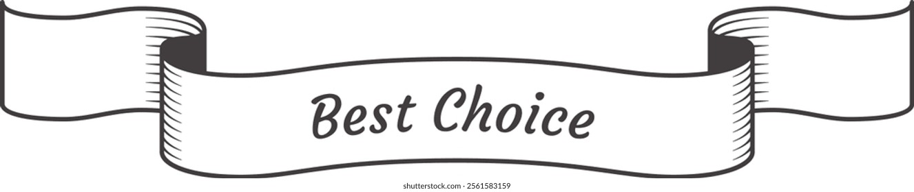 Vintage ribbon banner scroll design element featuring the words best choice written in elegant cursive script, conveying a sense of quality and distinction