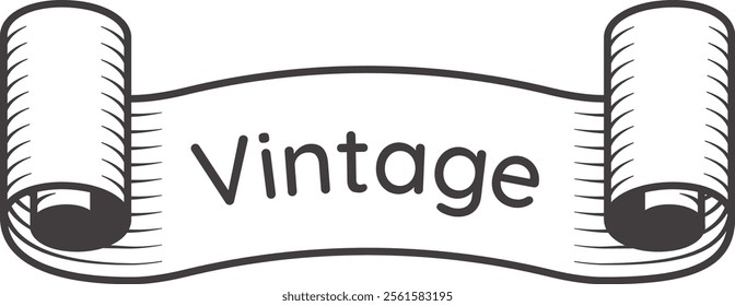 Vintage ribbon banner scroll design element for decoration featuring the word vintage, perfect for adding a touch of classic style to designs