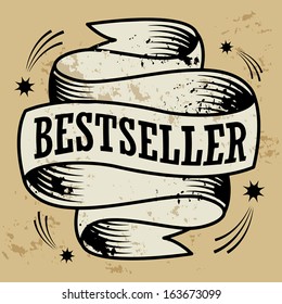 Vintage ribbon banner with text Bestseller, vector illustration