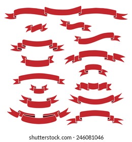 Vintage ribbon banners, hand drawn set