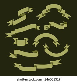 Vintage ribbon banners, hand drawn set