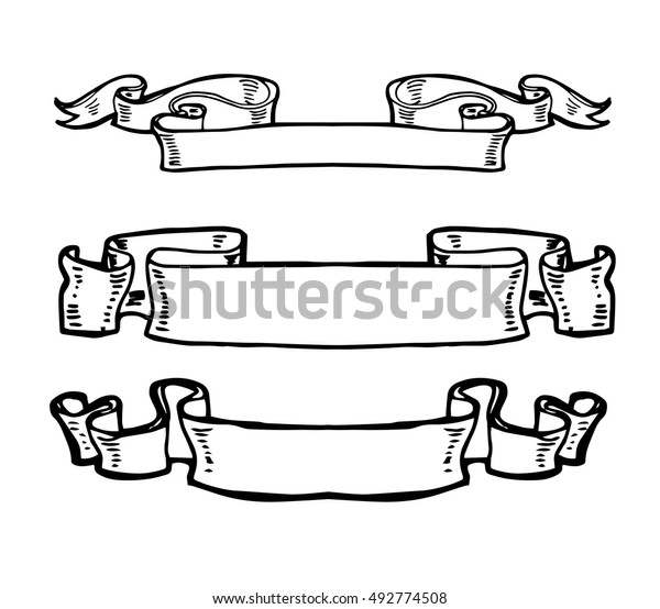 Vintage Ribbon Banners Hand Drawn Set Stock Vector Royalty Free 492774508 Shutterstock 8206