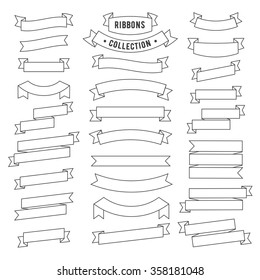 Vintage ribbon black set stroke line style. Vector Illustration