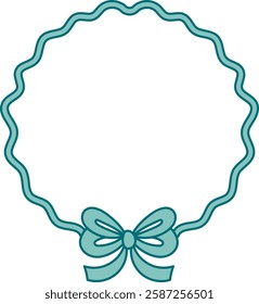 Vintage Ribbon Circle Frame With Bow Vector Illustration