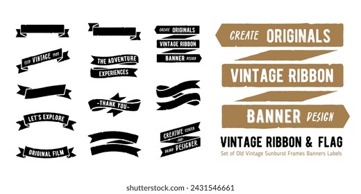 Vintage Ribbon Flag Banner Vectors Collection