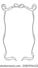 vintage ribbon frame in doodle style vertical, hand drawn 