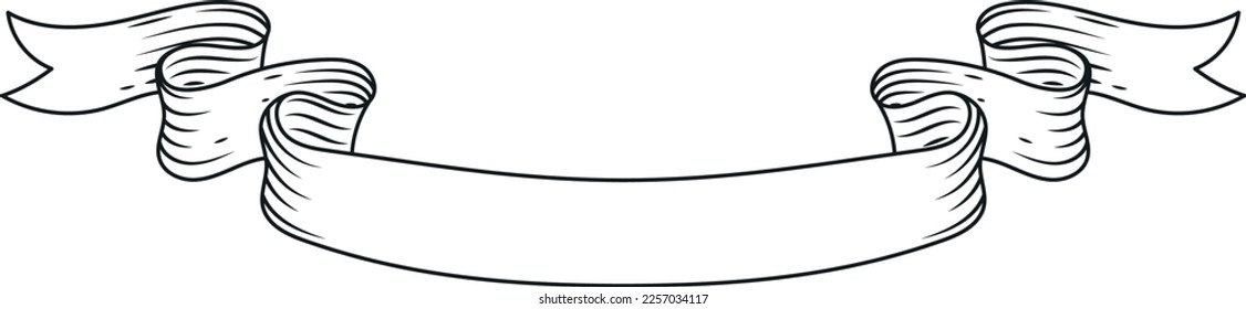 Vintage ribbon label template. Blank engraved banner