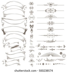 Vintage Ribbon And Lace Design Elements Set