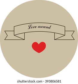 vintage ribbon with a lettering love around