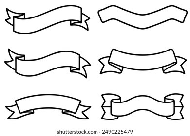 Vintage Ribbon Line Art Design Illustration Aged Creative Drawing