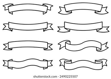 Vintage Ribbon Line Art Design Illustration Historical Hand Drawing